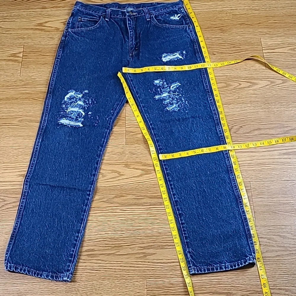 WRANGLER VINTAGE PREMIUM MENS STRAIGHT DISTRESSED LIKE NEW DENIM JEANS 36x31